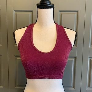 Free People Metallic Magenta Halter Crop Top